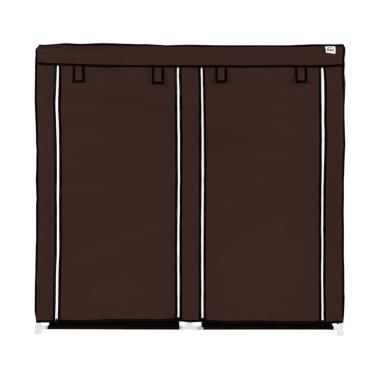Nine box D6 Double Cover Rak Sepatu - Dark Brown [12 Susun]