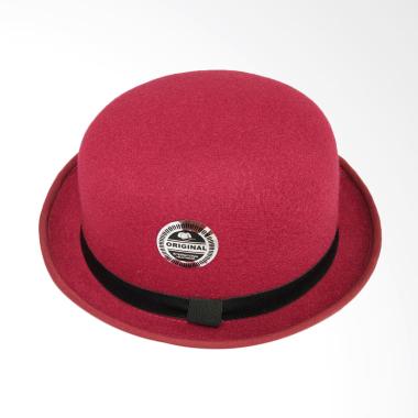 D & D Collection Topi Fedora Chaplin Topi Bowler Dewasa - Maroon