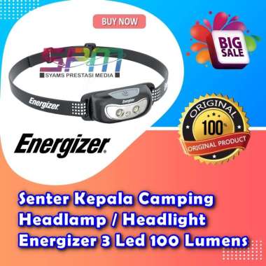 Senter Kepala Camping Headlamp / headlight Energizer 3 Led 100 Lumens New Terlaris