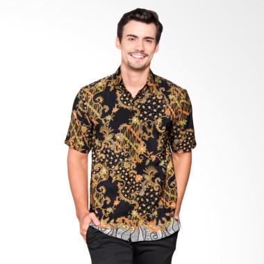 Batik Heritage Royal Peach Flower T ... Kemeja Batik Pria - Hitam