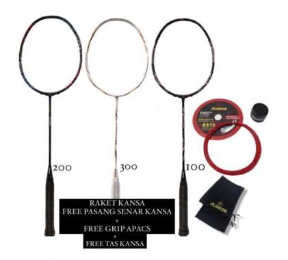 RAKET BADMINTON/BULANGTANGKIS KANSA TORNADO 100 200 300 Made in Taiwan PAKETAN
