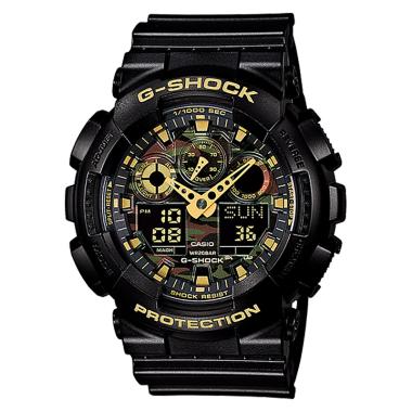 CASIO G-Shock Camouflage Jam Tangan Pria - Black Gold GA-100CF-1A9DR