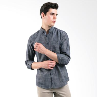 MANLY Modesto Slim Fit Combination Shirt Atasan Pria - Black