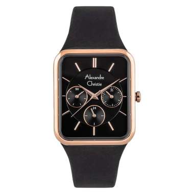 Jam Tangan Wanita Alexandre Christie Passion AC 2744 BF RRGBA Ladies Black Dial Black Rubber Strap H