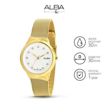 Jam Tangan Rantai Pasir Gold Wanita Alba AH8616 Quartz Original