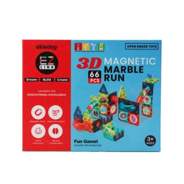 Okiedog EZLink 3D Magnetic Marble Run (66 pcs) - Mainan Edukasi Anak (STEM)