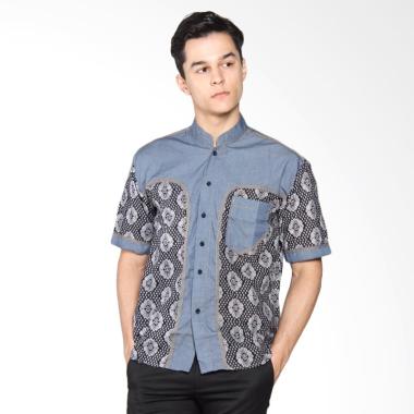 Jogja Batik Hem B Kombinasi Kemeja Koko Pria - Denim