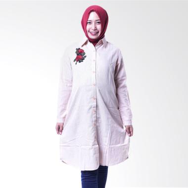 Mama Hamil Tunik Hamil Full Kancing Rose Belle Amina BLJ 399 Baju Hamil Menyusui - Cream