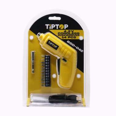 Tip Top BSD-042 4.2V Cordless Screwdriver with Acc / Obeng Baterai dengan Aksesories