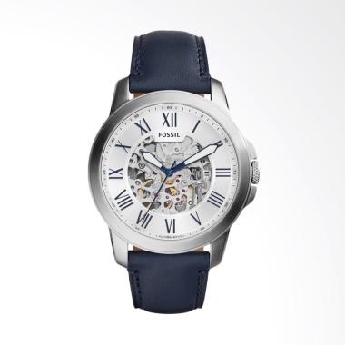 Fossil Grant Automatic Leather Jam  ... a - Silver Navy [ME 3111]