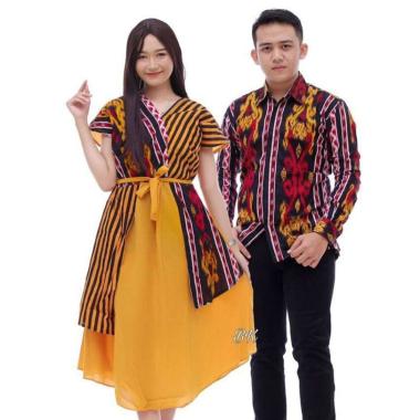Baju Couple Batik | Couple Batik | Couple Dress Batik | Couple Batik Andien Semua Ukuran kuning
