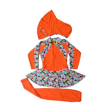 Rainy Collections Motif Segitiga Baju Renang Anak Muslim - Orange