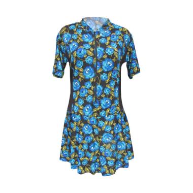 Rainy Collections Motif Bunga Baju Renang Wanita - Biru