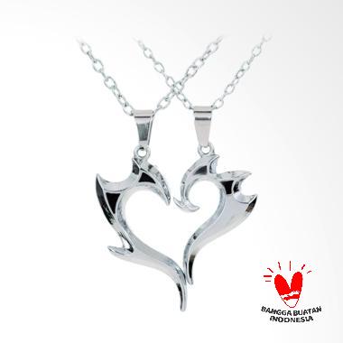 Arrazi Craft Love Liontin Kalung Couple - Silver Metalic