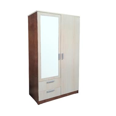 Kirana Albany 2 Pintu Lemari Pakaian with Cermin - Brown Cerry WO