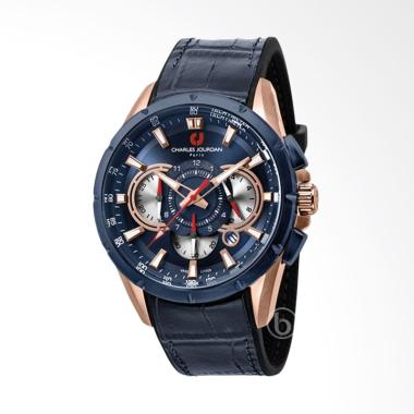 Charles Jourdan Chronograph Leather Jam Tangan Pria - Blue [CJ1029-1582C] Dark Blue