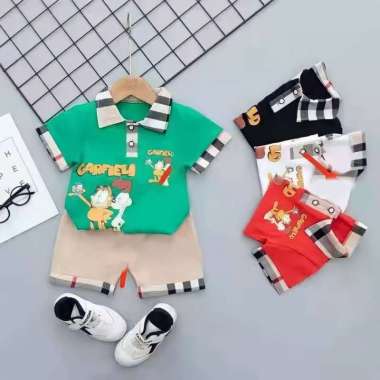 Garfield-Setelan Baju Anak Laki laki import Setelan Kaos Anak Import 100
