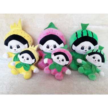 J&J Boneka Monchichi Kostum, Boneka Kostum Buah Lucu Ukuran L Strawberry