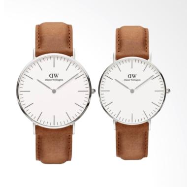 Daniel Wellington Couple Set Classi ...  Ring Silver Cokelat Muda