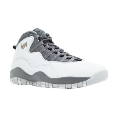NIKE Air Jordan 10 Retro Sepatu Basket Pria - White Grey [310805-004]