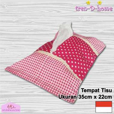 Tren-D-home - Tempat sarung tisu motif kotak polkadot bahan kain kanvas ruang tamu rumah tissue box 