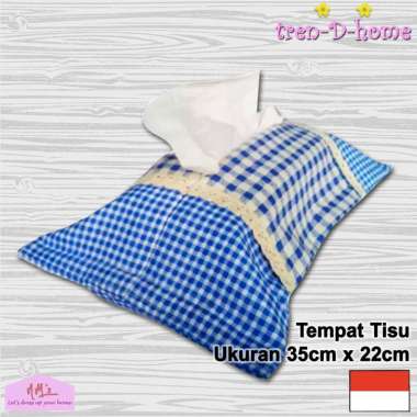 Tren-D-home - Tempat sarung tisu motif kotak polkadot bahan kain kanvas ruang tamu rumah tissue box 
