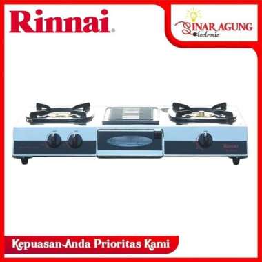 RINNAI KOMPOR GAS 2 TUNGKU DAN PEMANGGANG RI524E / RI-524-E [STAINLESS]  silver