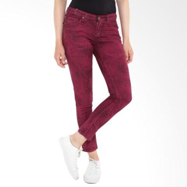 Mobile Power C2859S Slim Fit Jeans Motif Celana Wanita - Red Maroon