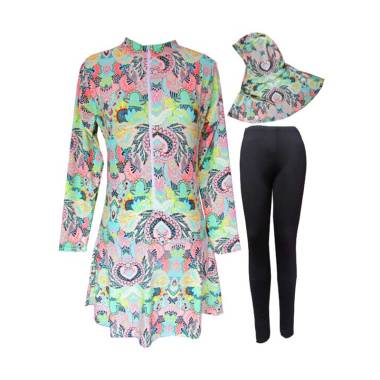 Rainy Collections Motif Batik Baju Renang Muslim Dewasa - Hijau