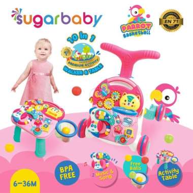 Sugar Baby Premium Activity Walker and Table Pink