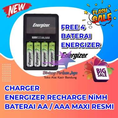 Paket Baterai dan Charger Energizer Recharge CHVCM Baterai AA / AAA Batere Battery Maxi Resmi