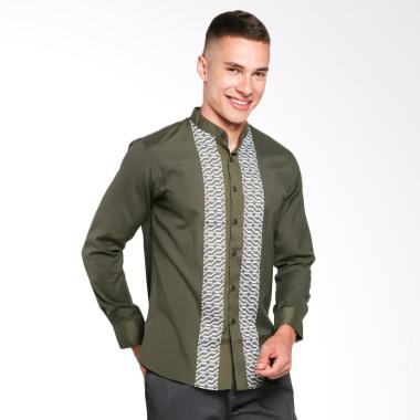 VM Slimfit Kemeja Muslim Tangan Panjang Baju Koko Pria - Hijau [D-039]