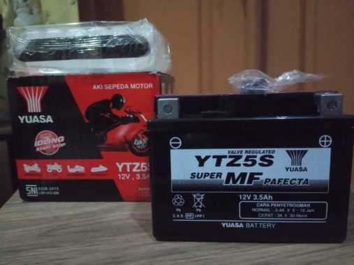 Aki motor untuk Honda Beat Revo Vario 110 Vixion Shooter Mio J GT Suol teg 12volt 3.5 Ah aki kering type GTZ5S merk Yuasa