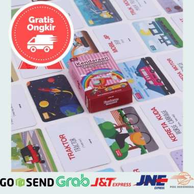 Mainan Edukasi Anak Laki Laki 3 Tahun Flash Card Kendaraan Inggris