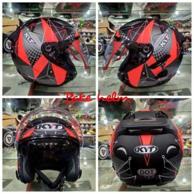 Helm Kyt Half Face Double Visor Fluo 