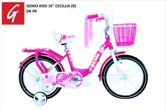 Sepeda Anak Cewek Genio Cecilia Ukuran 16 Inch - Ungu Merah Tua