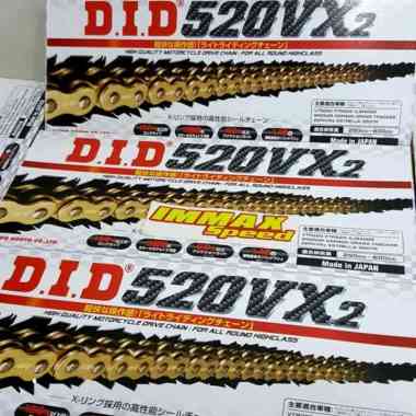 Rantai DID Japan Xring X-Ring 520VX2 520 VX2 VX 120L 120 L Gold Racing Chain 520 VF No RK Xso gb520X