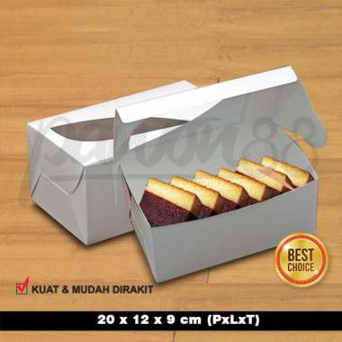 Kotak Kue Jendela - Box Kue Jendela - Dus Kue Jendela - Cake Box Window - PUTIH - 20x12x9 cm (20 pcs