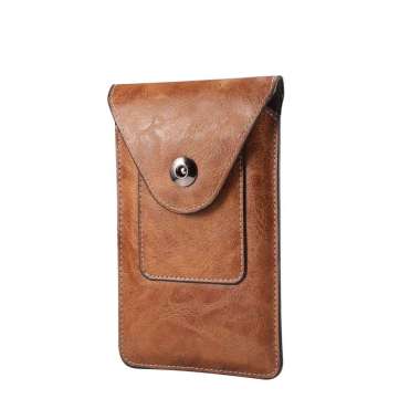 Sarung HP Pinggang Kulit Kancing Magnet Slot Kartu Carabiner Vertikal Ukuran 6 - 6,5 Inch 6,5 Inch (