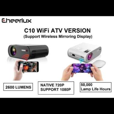 Projector Cheerlux C10 WIFI Tv Tuner Mini Proyektor 2600 Lumens 1080P random