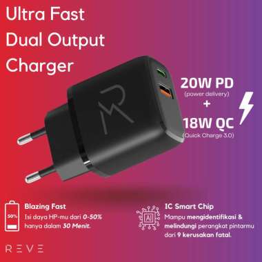 Reve Dual Output Power Delivery 20W + Quick Charge 18W Fast Charger