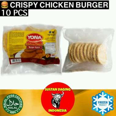 DAGING BURGER AYAM CRISPY 600 GRAM ISI 10 PCS YONA CHICKEN BURGER/ BURGER AYAM/ BURGER CHICKEN/PATTY