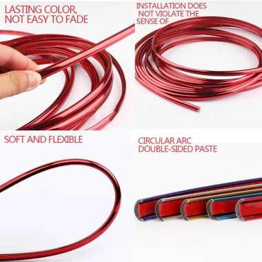 Premium List Chrome Velg Ban Mobil Motor Stiker PVC Lis Lingkar Sticker List Roda Pelek Merah