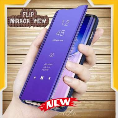 LOKAJAYA Case OPPO A54 - A74 - A12 - A15 - A52 - A92 - A72 Clear View Filp Mirror Premium Hardcase OPPO A15 HITAM