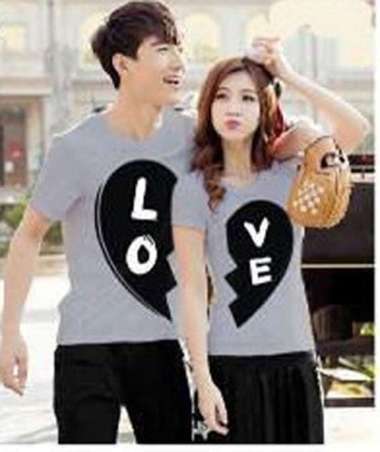 KAOS COUPLE PASANGAN REMAJA KAPELAN PACAR KAOS COPLE KOPLE BAJU CAUPLE KOPEL BLACK LOVE ABU 10501