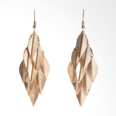 SfS_by_Sun A11 Anting Hook Daun Tumpuk Emas