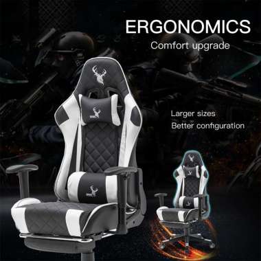 SAGE SG717 Premium Quality Gaming Chair Kursi bangku GAMING game With Footrest 180° SG-717 PUTIH