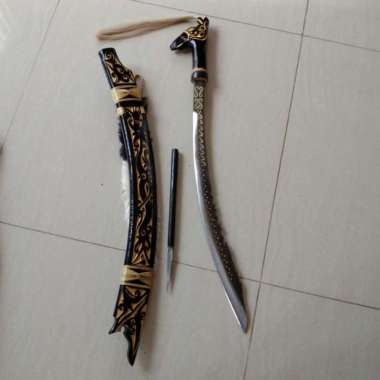 Mandau Laes Baja Hitam Ukir Black