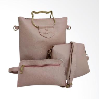 Jingpinpiju Classic 3in1 Set Tas Wanita - Pink