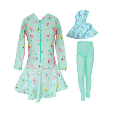 Rainy Collections Motif Pantai Baju Renang Anak Muslim - Hijau Muda